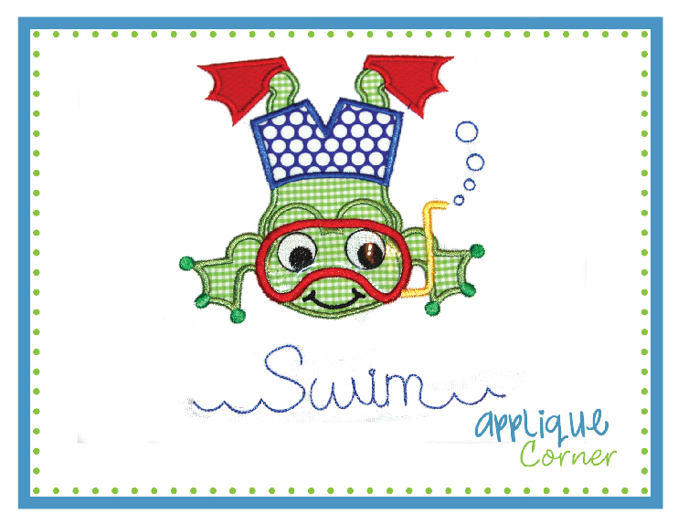 Frog Swim Boy Applique Design