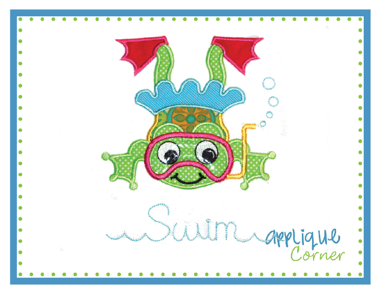 Frog Swim Girl Applique Design