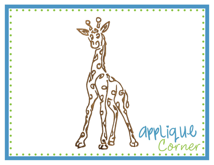 Giraffe Swirl Embroidery Design