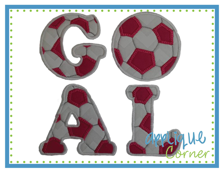 GOAL Soccer Ball Applique Design