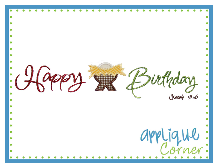 Happy Birthday Manger Applique Design