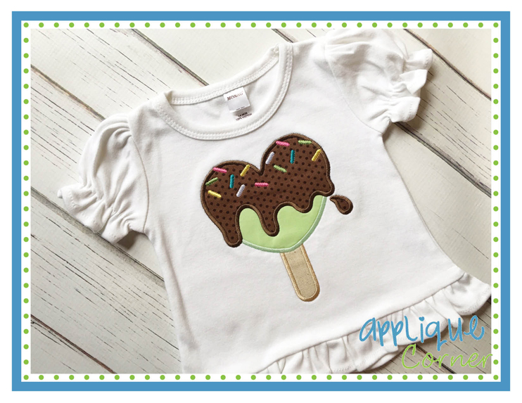 Heart Popsicle with Sprinkles Applique Design
