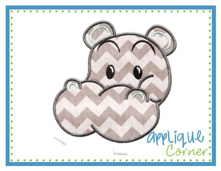 Hippo Boy Applique Design
