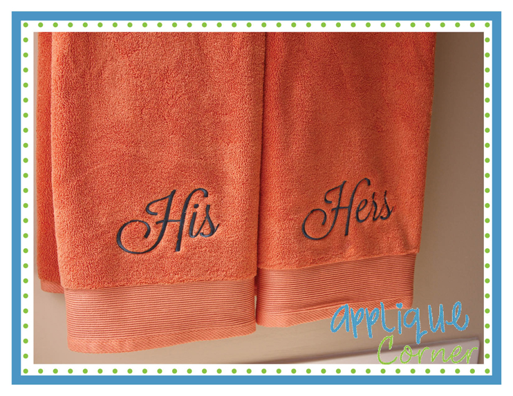 His Her Script Formal Embroidery Design