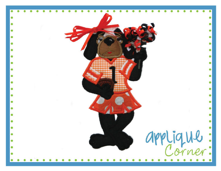 Hounddog Girl 3D Standing  Applique Design