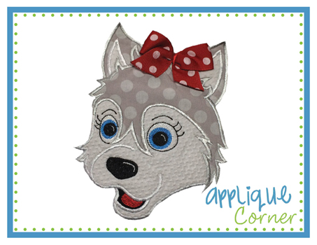 Husky Girl Head Applique Design
