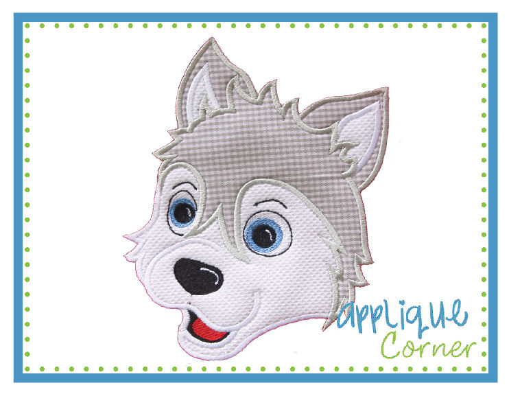Husky Dog Head Applique Design
