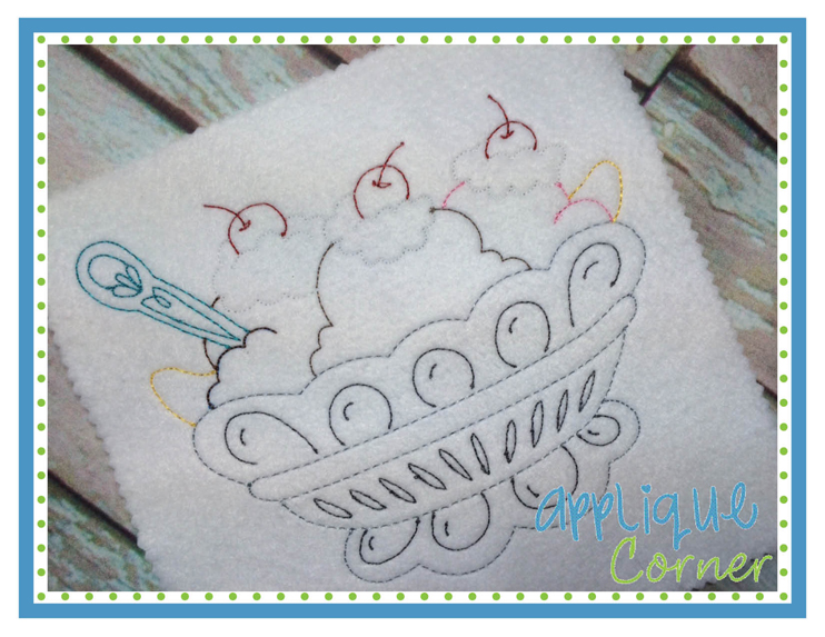 Ice Cream Sundae Sketch Embroidery Design