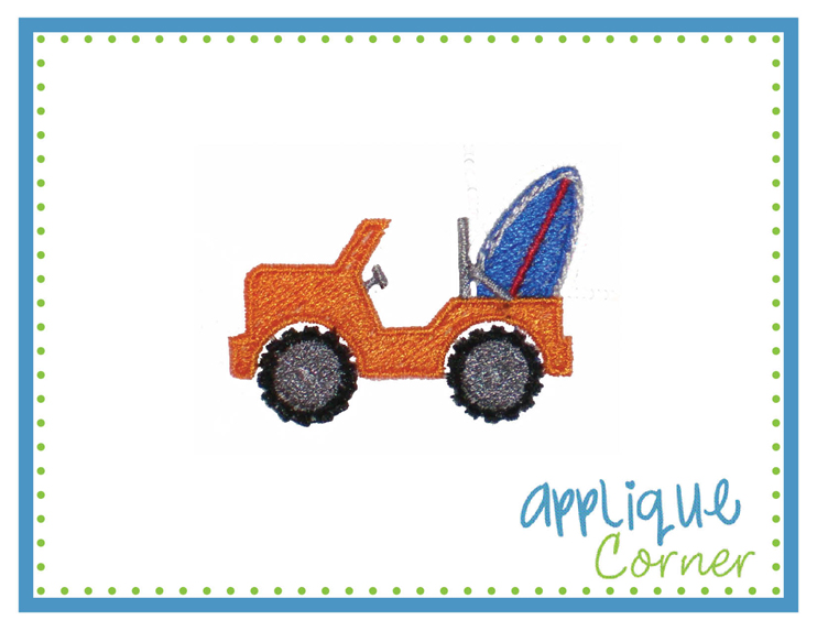 SUV with Surfboard Mini Embroidered Filled Design