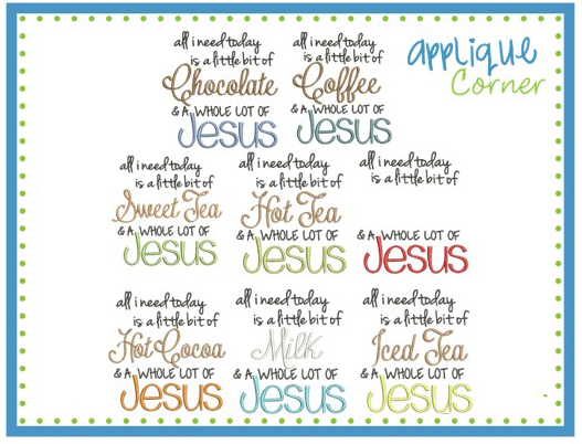 All I Need Is Jesus Embroidery Design Set