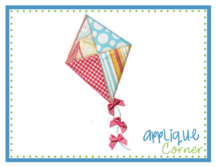 Kite with Bows Applique Design