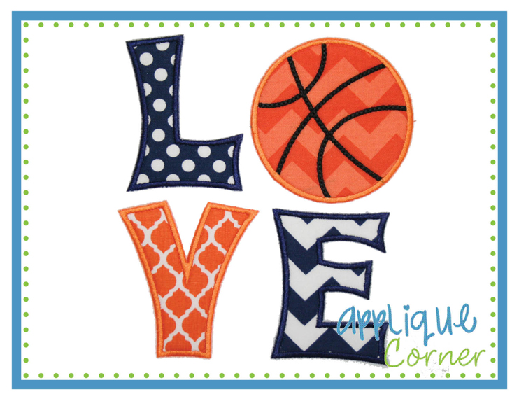 LOVE Basketball Block Applique Design