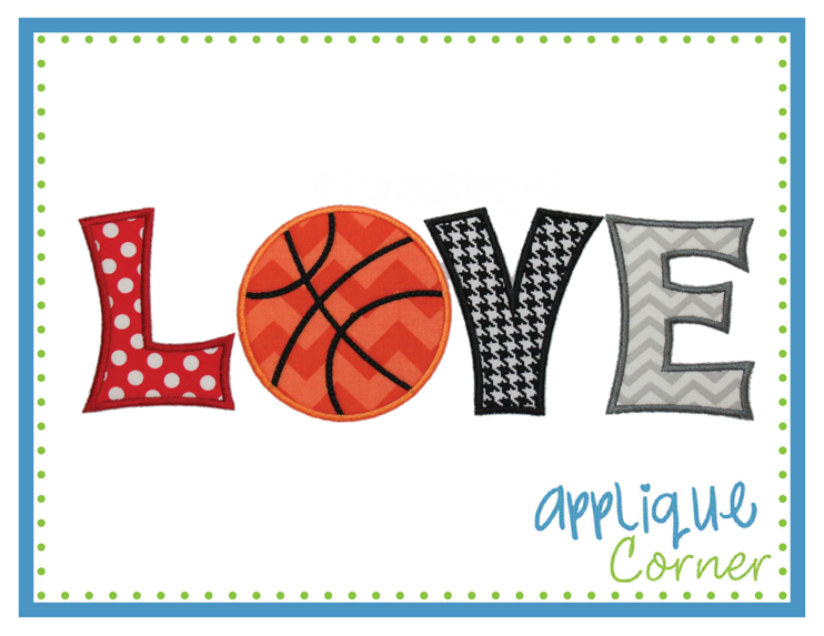 LOVE Basketball Horizontal Applique Design