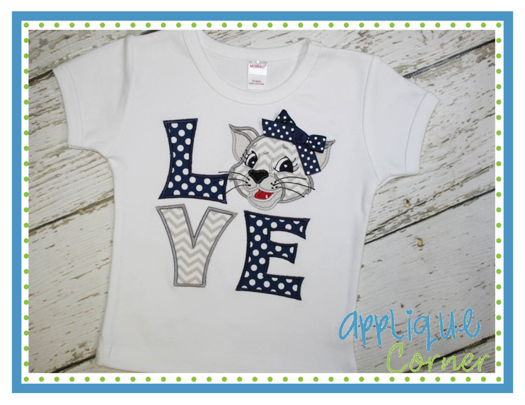 LOVE Cougar Bobcat Girl Block Applique Design
