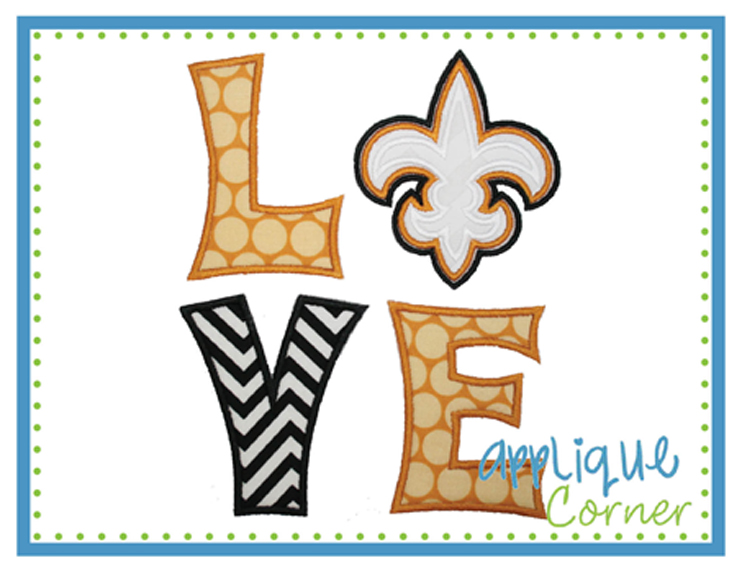 LOVE Fleur De Lis Block Applique Design