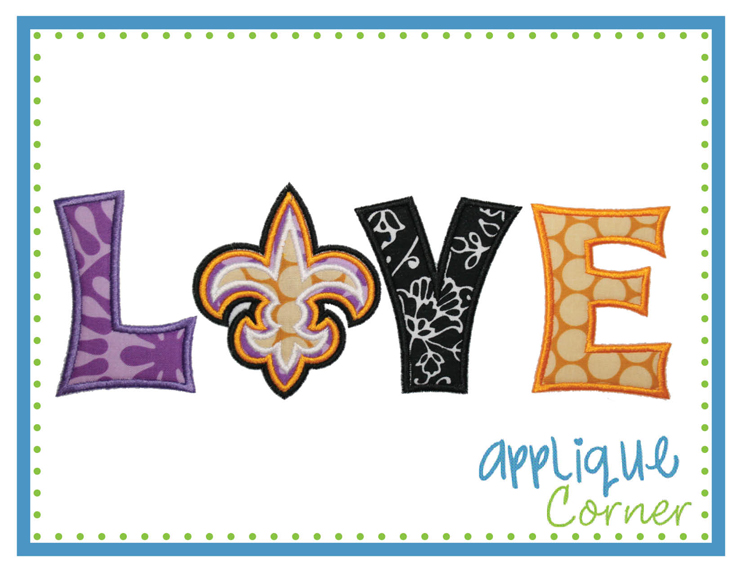 LOVE Fleur De Lis Horizontal Applique Design
