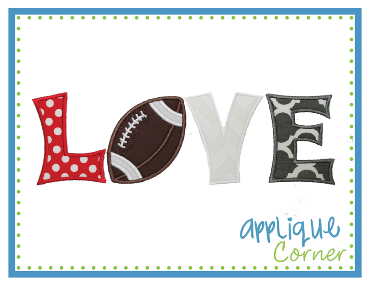 LOVE Football Horizontal Applique Design