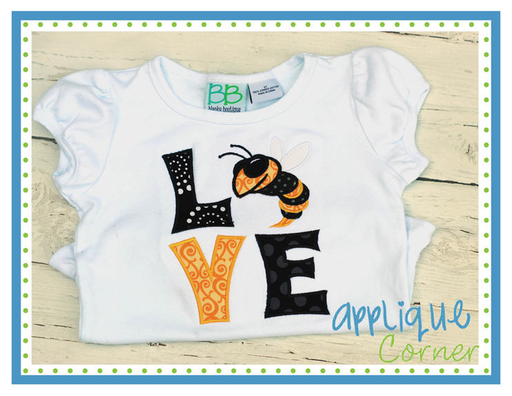 LOVE Hornet Block Applique Design