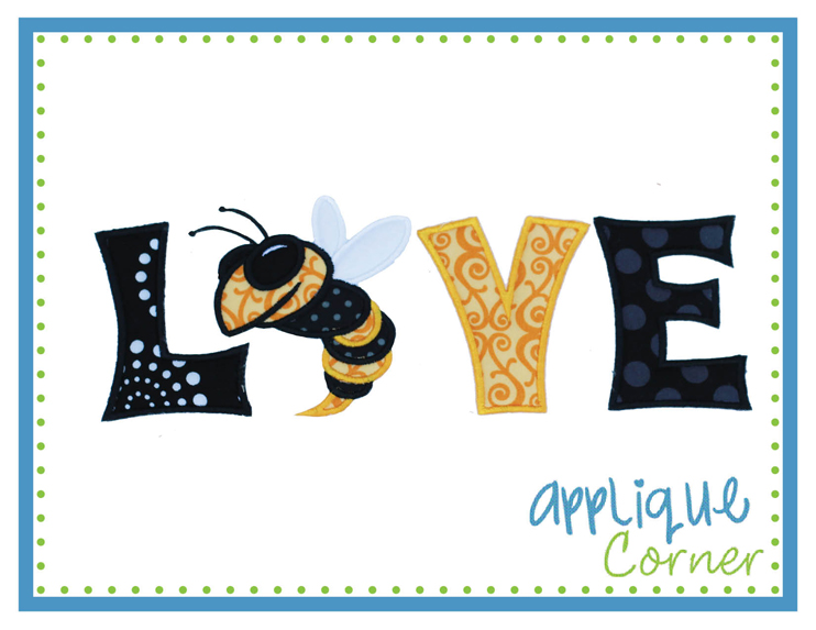 LOVE Hornet Horizontal Applique Design