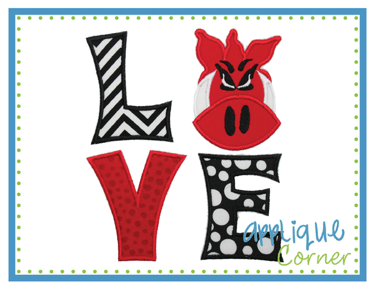 LOVE Pig Block Applique Design