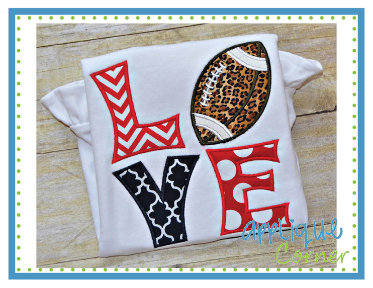 LOVE Football Block Applique Design