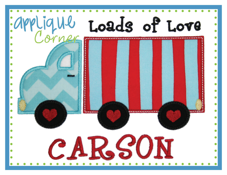 Truck Load of Love Applique Design