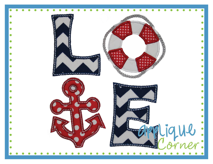 Love Anchor Square Applique Design