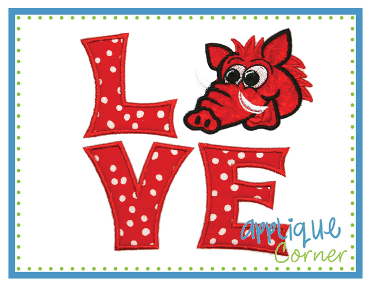Love Boar Applique Design
