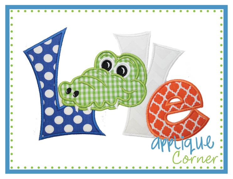 Love Quirky Gator Applique Design