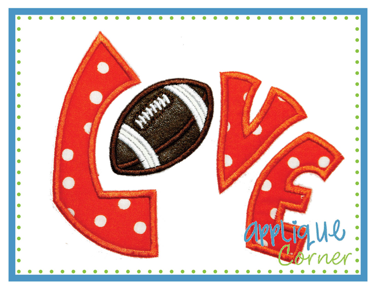 Love Football Applique Design