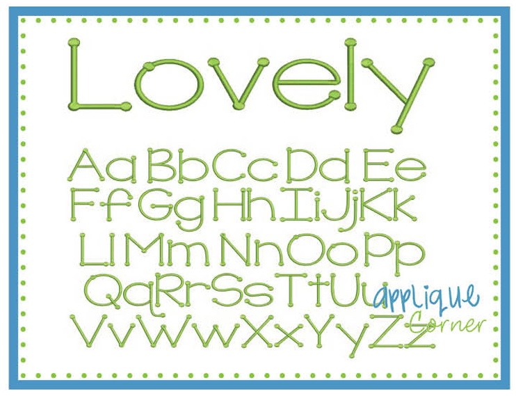 True Colors (formerly called Lovely) Embroidery Font
