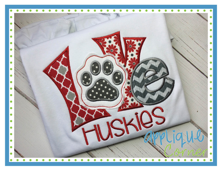 Love Quirky Paw Print Applique Design