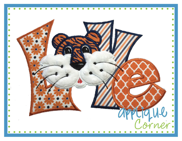 LOVE Quirky Tiger Applique Design