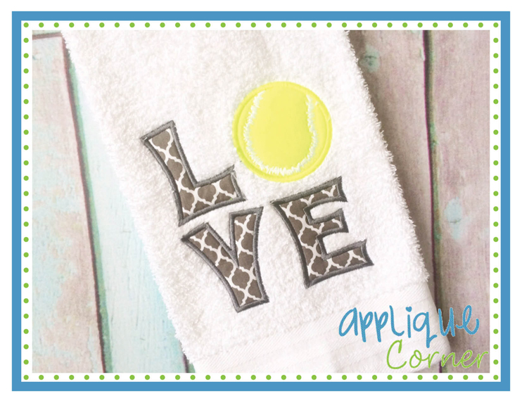 LOVE Tennis Ball Block Applique Design