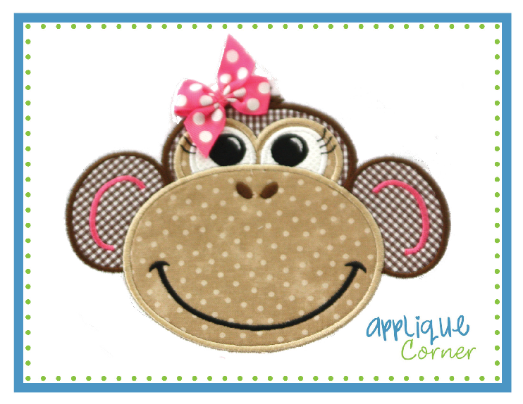 Monkey Girl Applique Design