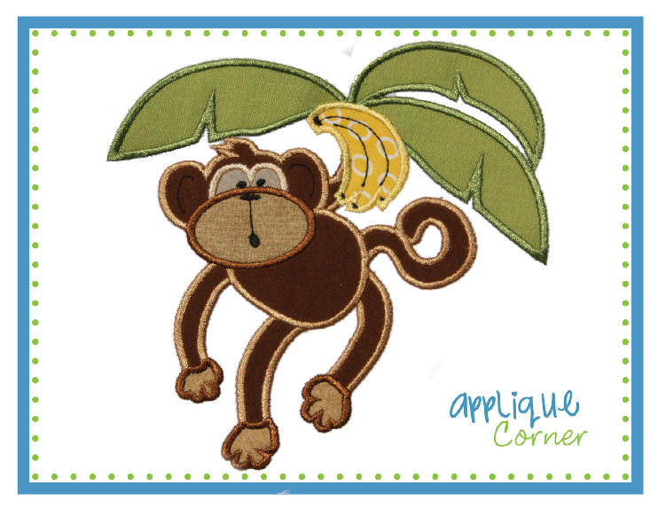 Monkey Swinging  Large Applique Design