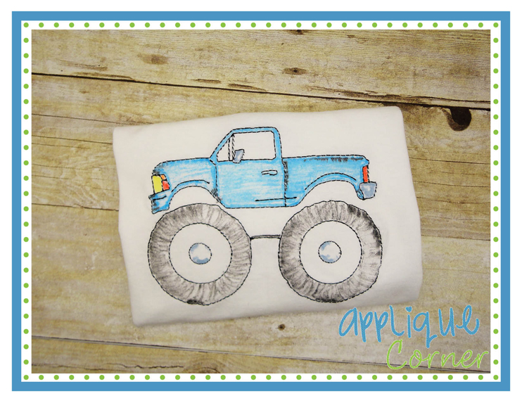 Monster Truck 2 Sketch Embroidery Design
