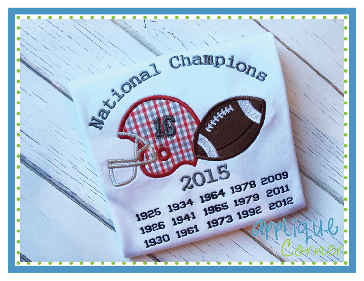 National Champ Helmet Football 2015 Applique Design