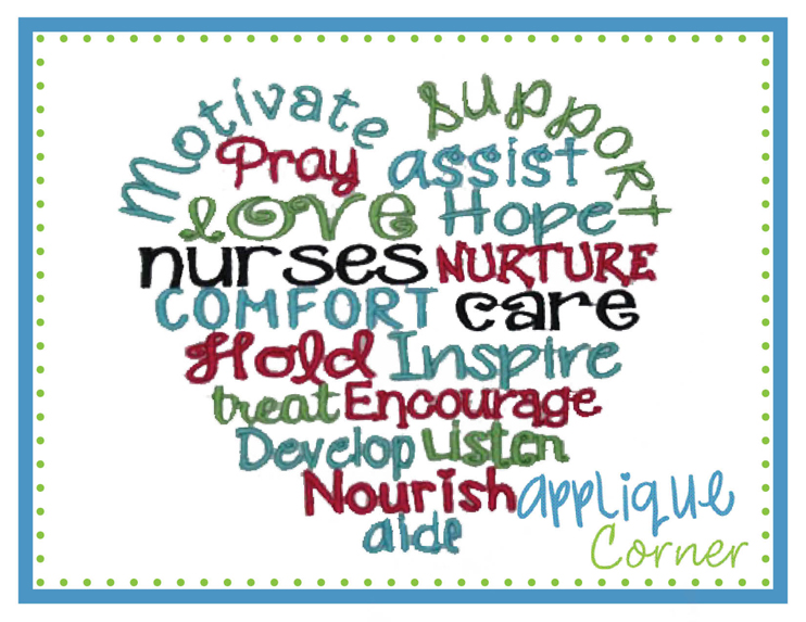 Nurse Sayings Heart Embroidery Design