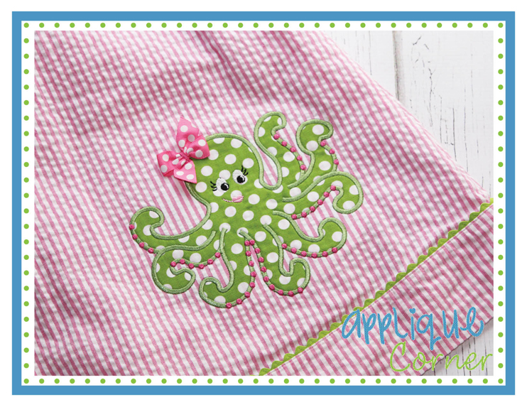 Octopus Dots Girl Applique Design