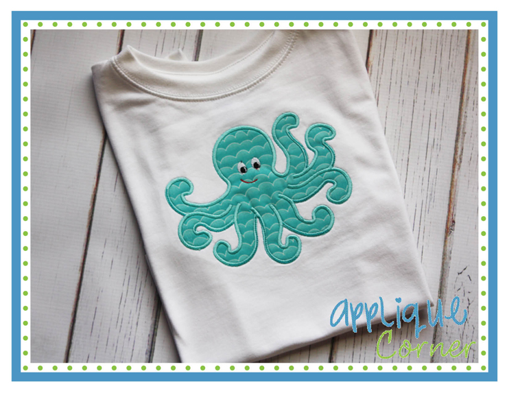 Octopus Happy Smile Applique Design