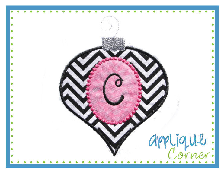 Ornament 1  Teardrop Dotted Inset  Applique Design