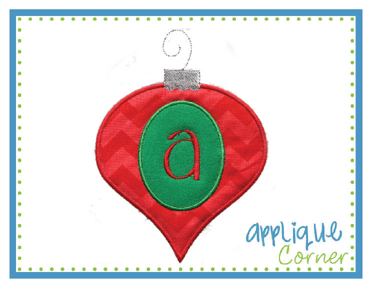 Ornament 2 Teardrop Satin Inset  Applique Design