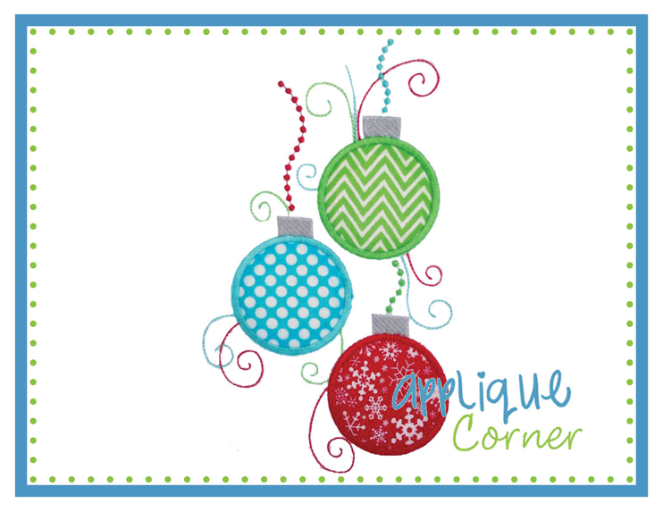 Ornament with Swirls Trio Applique Design