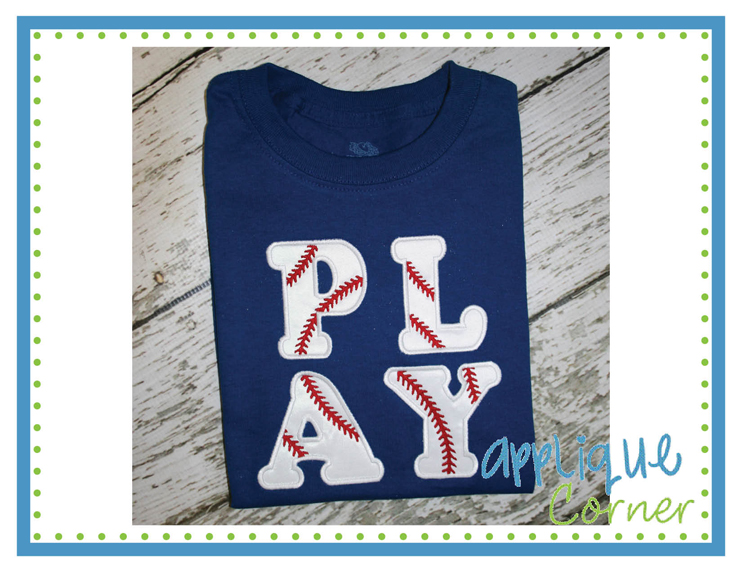 PLAY Baseball Applique Design