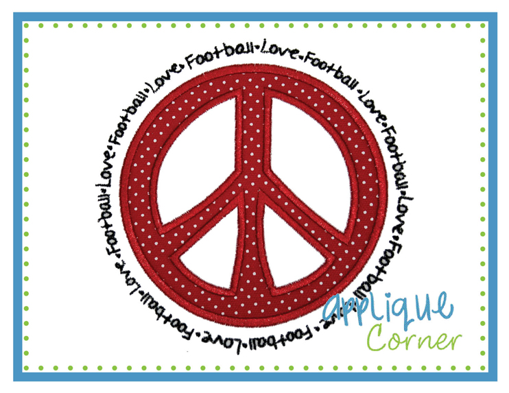 Peace Football Applique Design