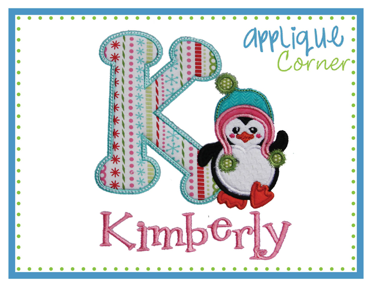 Penguin Alpha Applique Font Design