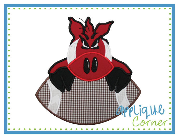 Pig on Football Applique Design