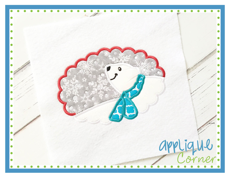 Polar Bear Scallop Edge Patch Applique Design