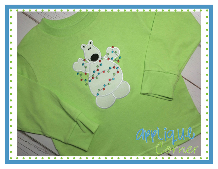 Polar Bear Funny with Lights Applique Design